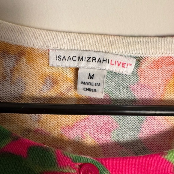Isaac Mizrah Live! Floral Pink and Yellow Cardigan - Picture 5 of 9